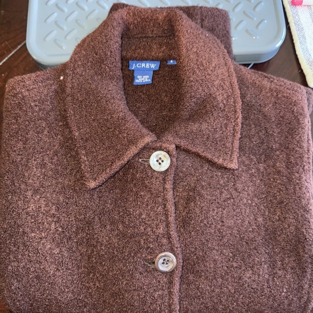 J Crew Vintage 100% Wool peacoat Jacket Size 6 Women's Brown Pockets Y2K #78 - Picture 16 of 16